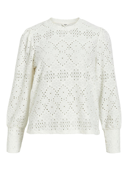 Object Lace Balloon Sleeve Top in White