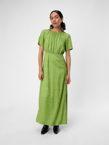 Object Short Sleeve Textured Maxi Dress in Green