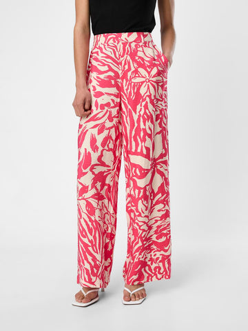 Object Printed Wide Leg Trousers in Pink
