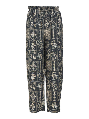 Object Patterned High Waist Trousers in Charcoal