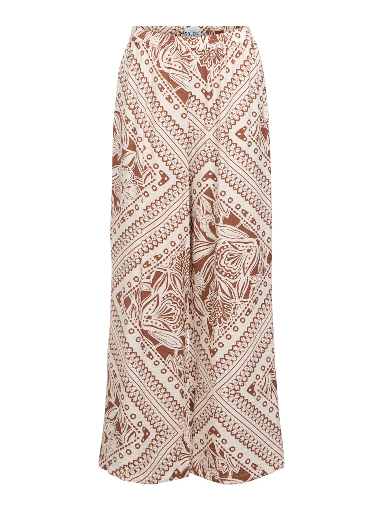 OBJECT Floral Pattern Wide Leg Trousers in Brown