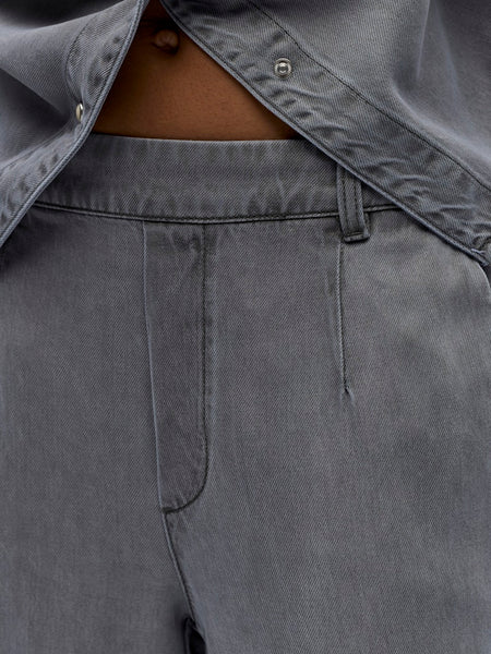 OBJECT Wide Leg Loose Fit Trousers in Grey