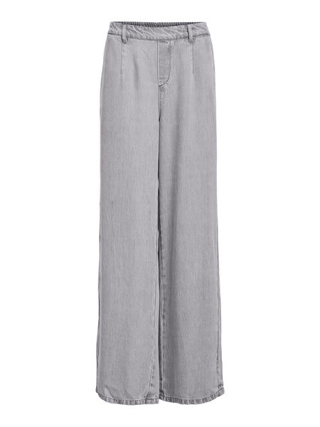 OBJECT Wide Leg Loose Fit Trousers in Grey