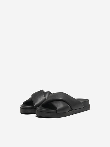 Only Faux Leather Sandals in Black