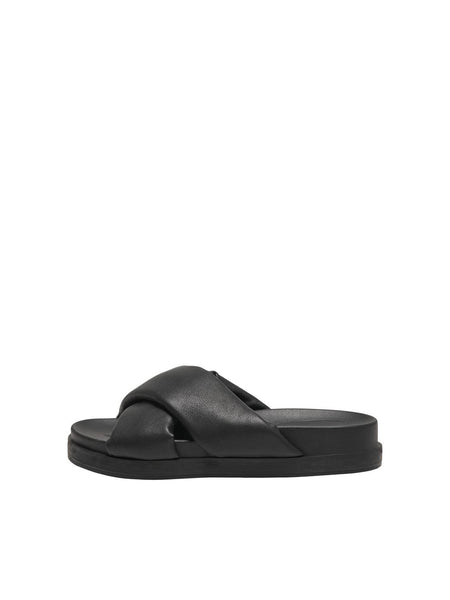 Only Faux Leather Sandals in Black