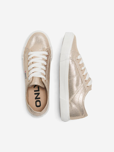 Only Metallic Canvas Trainers in Gold