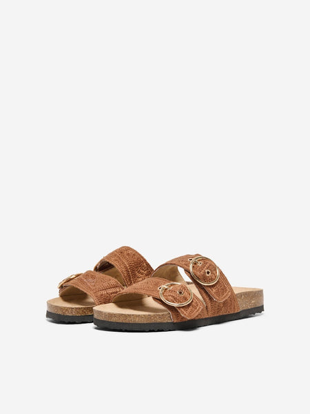 ONLY Double Buckle Sandals in Brown