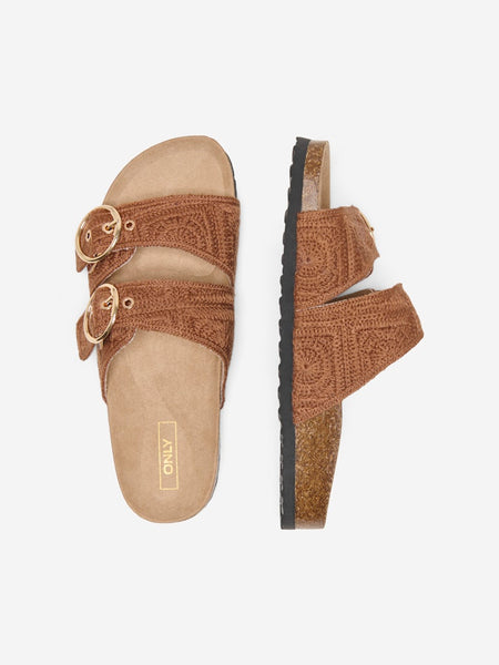 ONLY Double Buckle Sandals in Brown