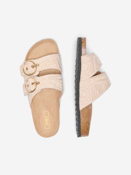 ONLY Double Buckle Sandals in Cream