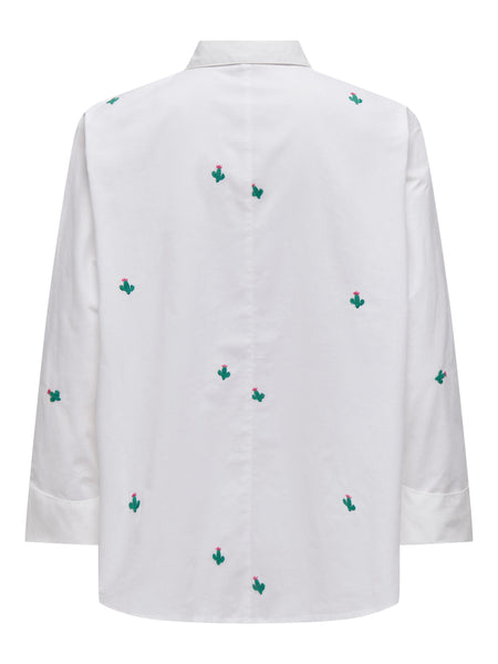 Only Embroidered Cactus Shirt in White