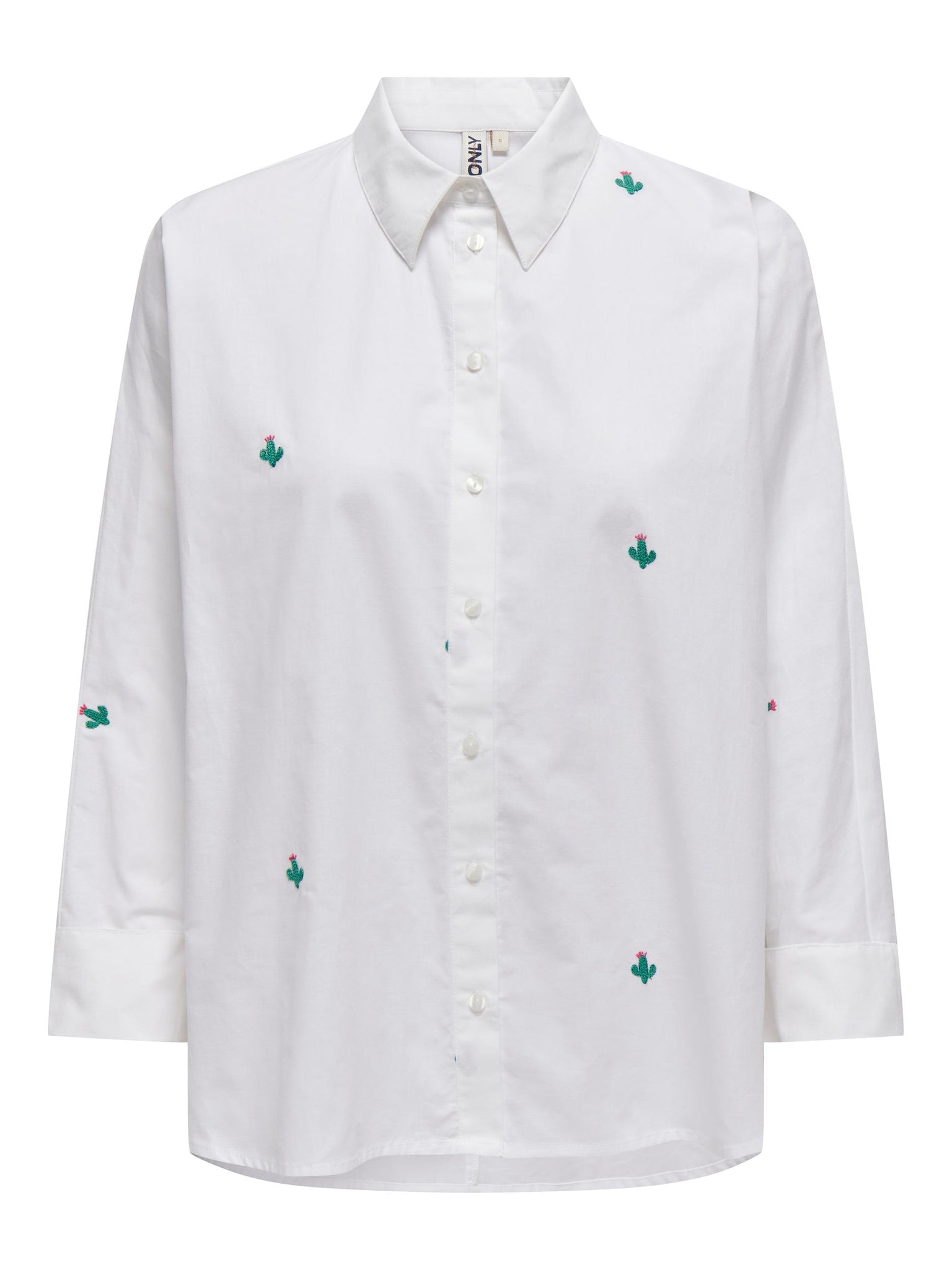 Only Embroidered Cactus Shirt in White