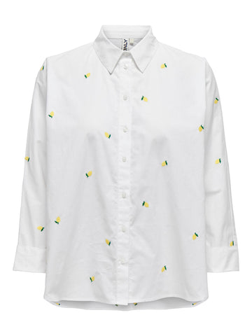 Only Embroidered Lemon Shirt in White