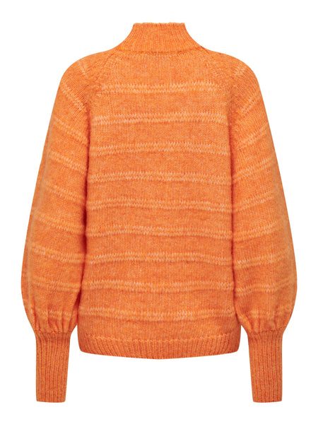 Only High Neck Balloon Sleeve Pullover in Orange