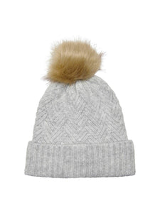 Only Pom Pom Beanie in Light Grey