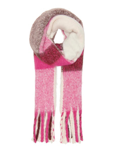 Only Checked Knit Scarf in Fuchsia