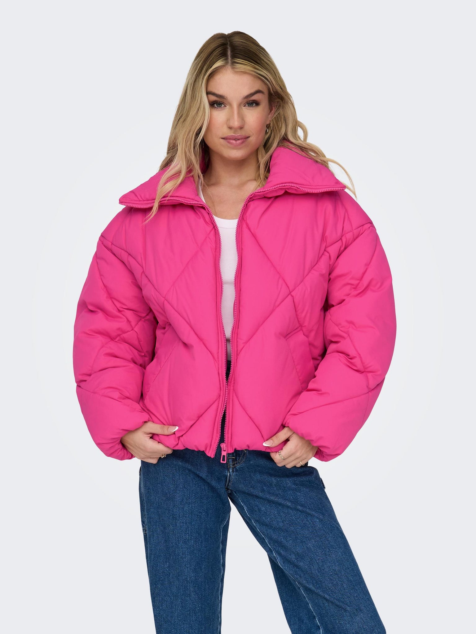 Only Short Quilted Jacket in Pink