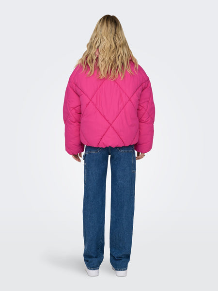 Only Short Quilted Jacket in Pink