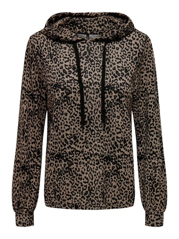 Only Leopard Print Hoodie in Brown