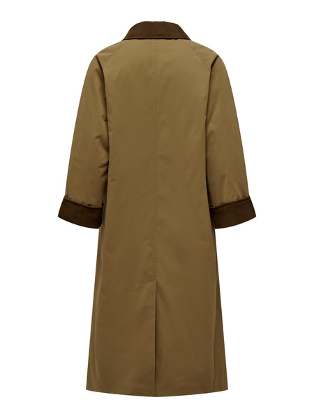 Only Cord Detail Trench Coat in Brown