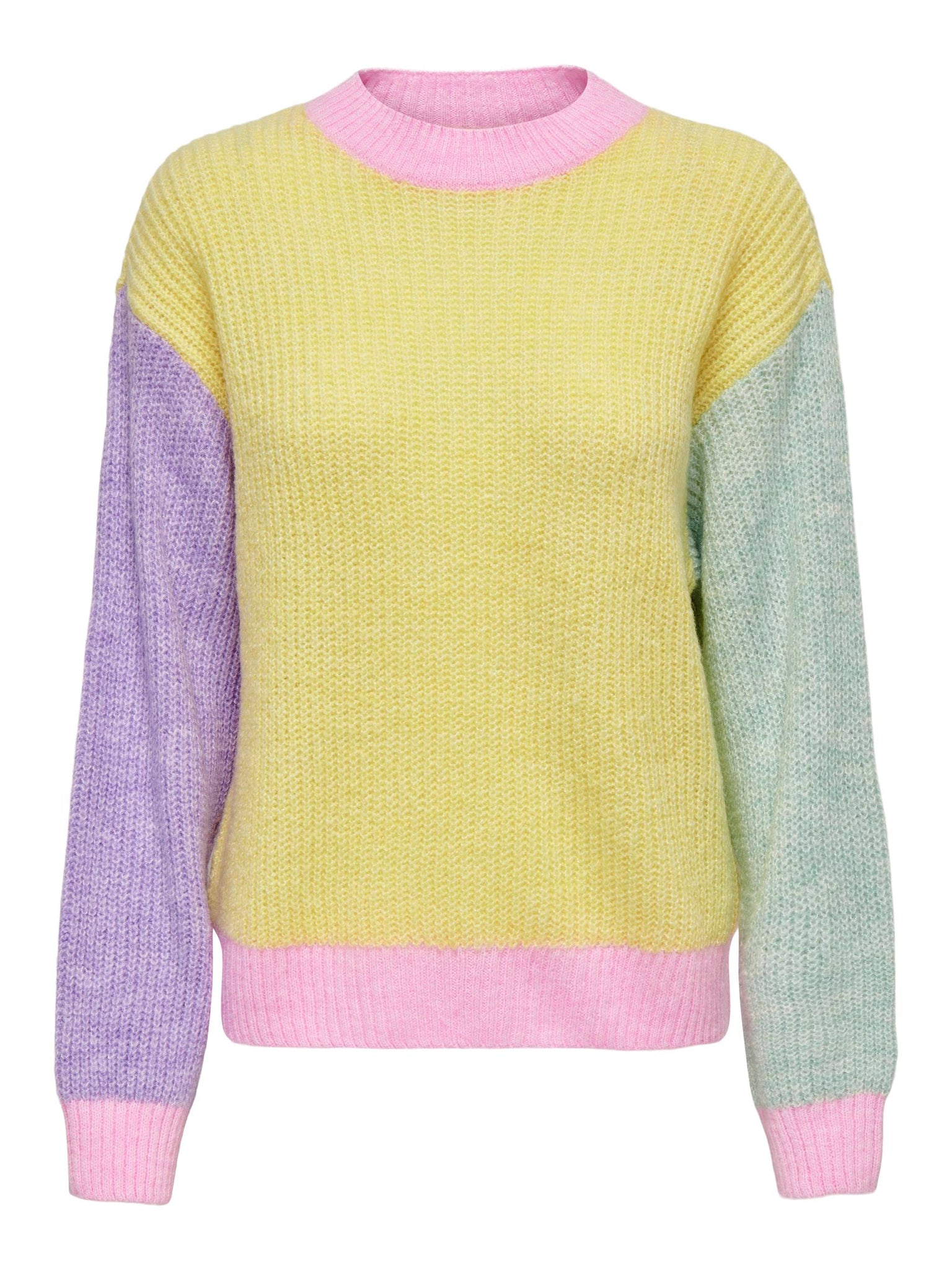 Only Colour Block O-Neck Jumper in Yellow