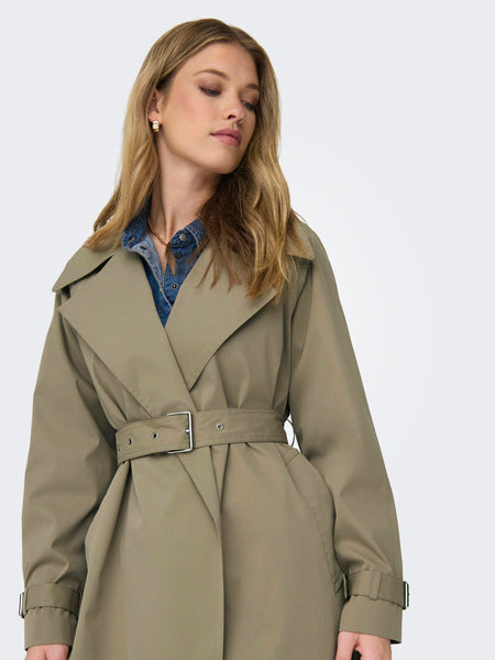 Only Trench Coat With Belt in Khaki