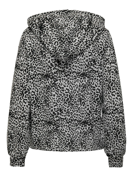 Only Leopard Print Hoodie in Light Grey