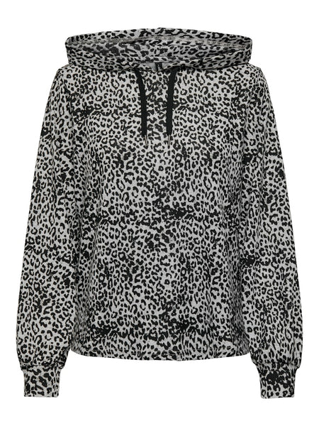 Only Leopard Print Hoodie in Light Grey