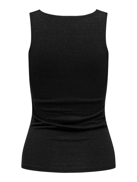 Only Sleeveless Reversible Glitter Top in Black