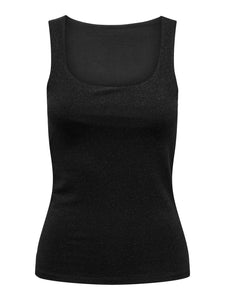 Only Sleeveless Reversible Glitter Top in Black