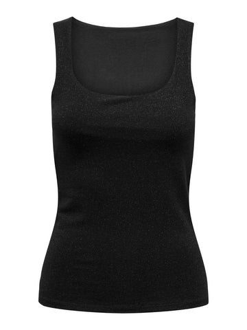 Only Sleeveless Reversible Glitter Top in Black