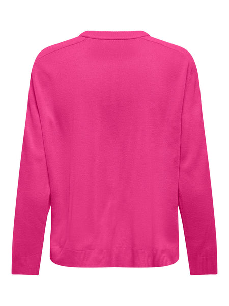 Only Loose O-Neck Jumper in Pink