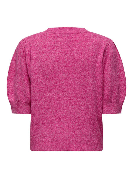 Only Short Sleeve Knitted O-Neck Top in Pink