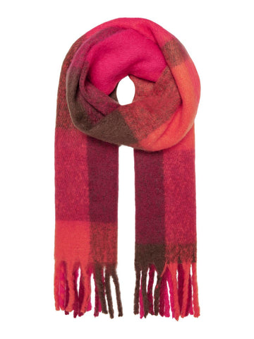 Only Long Checked Scarf in Pink