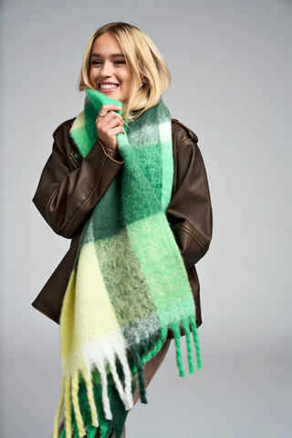 Only Long Checked Scarf in Green