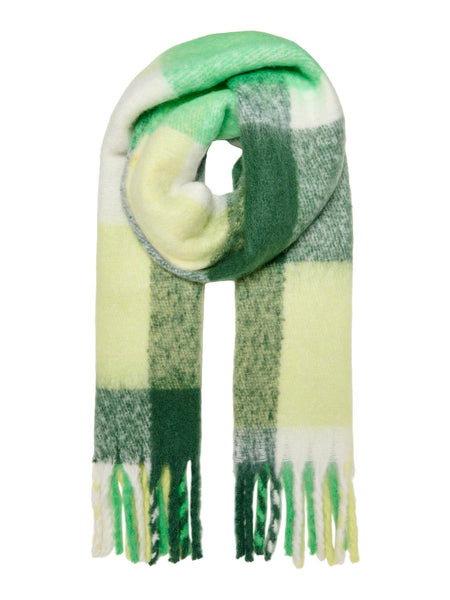 Only Long Checked Scarf in Green