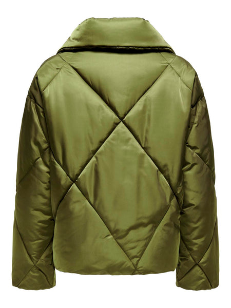 Only Satin Look Puffer Jacket in Green