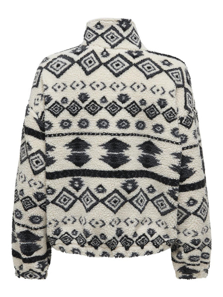 Only Aztec 1/4 Zip Teddy Fleece in Cream