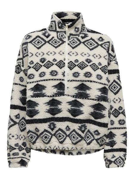 Only Aztec 1/4 Zip Teddy Fleece in Cream