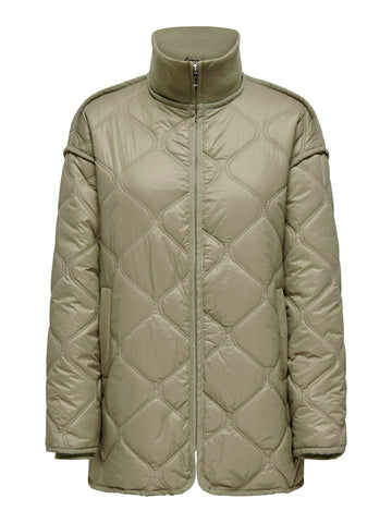 Only Oversized Quilted Jacket in Khaki Green