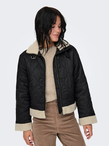 Only Quilted Aviator Jacket in Black