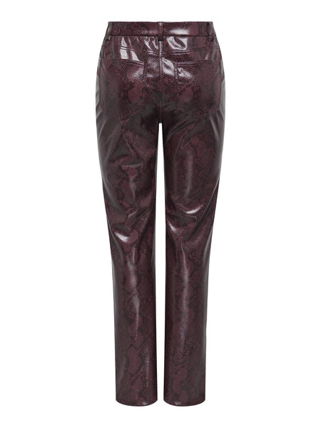 Only Leather Look Snake Print Trousers