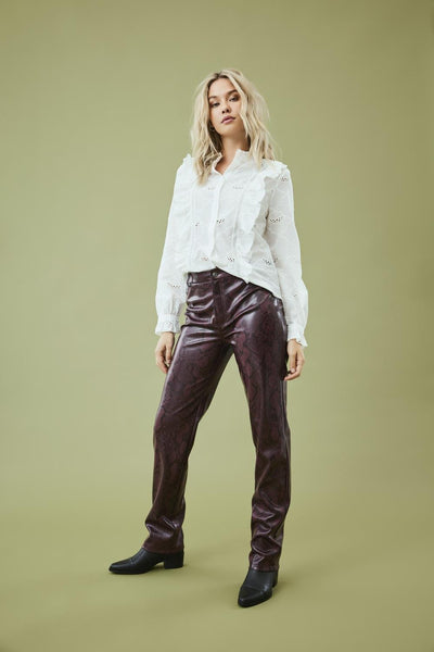 Only Leather Look Snake Print Trousers