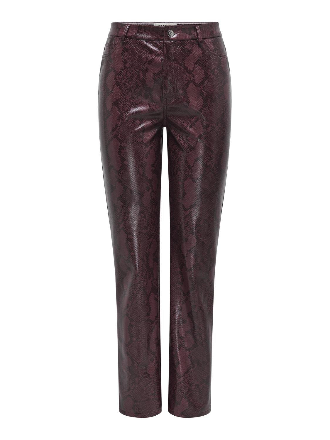 Only Leather Look Snake Print Trousers