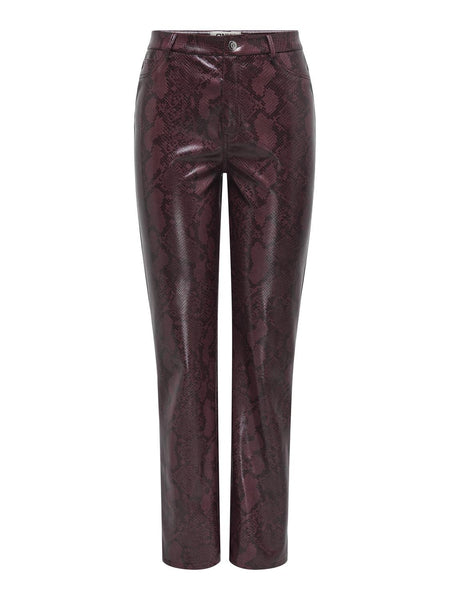 Only Leather Look Snake Print Trousers