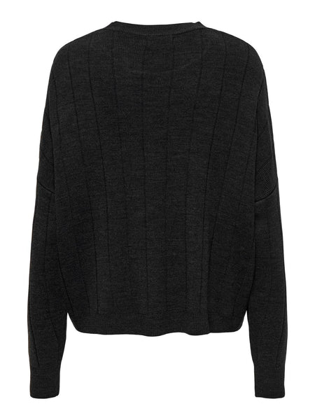 Only O-Neck Knit Top in Dark Grey