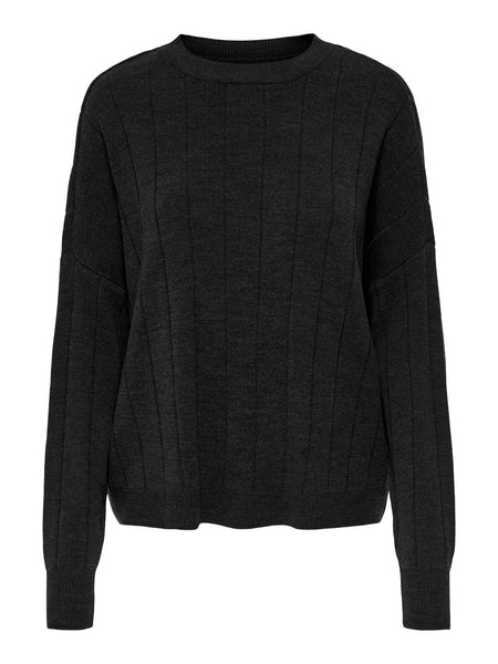 Only O-Neck Knit Top in Dark Grey