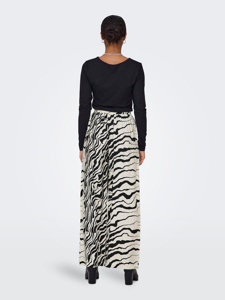 Only Zebra Print Wide Leg Trousers in Cream