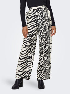 Only Zebra Print Wide Leg Trousers in Cream