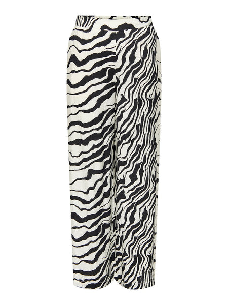 Only Zebra Print Wide Leg Trousers in Cream