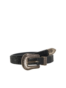 Only Rhinestone Detail Belt in Black